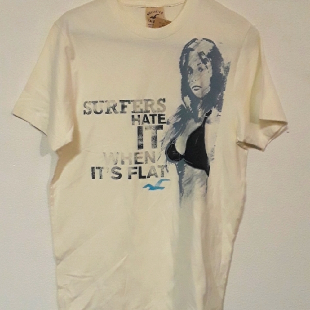 c NEW VINTAGE HOLLISTER FLAT SURF CALIFORNIA SURFER GIRL L  SHIRT